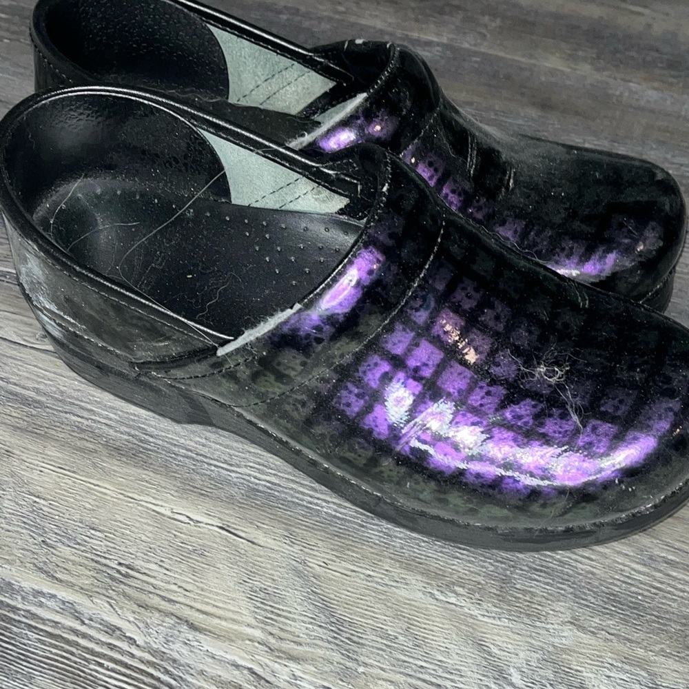 Dansko clogs iridescent purple